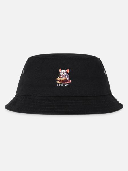 Leseratte mit Brille und Buch - Bucket Hat til børn - sort