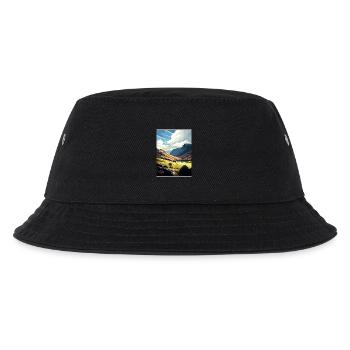 Clwydian Range Anob Vintage Reiseposter Souvenir - Kinder Bucket Hat - Schwarz - Vorne