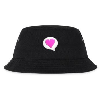 Pink colored heart in white speech bubble - Kids’ Bucket Hat - black - Front