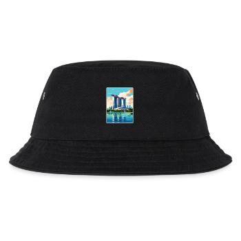 Marina Bay Sands Singapur Reiseposter Souvenir - Kinder Bucket Hat - Schwarz - Vorne