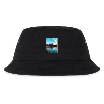 Angkor Wat Kambodscha Vintage Reiseposter Souvenir - Kinder Bucket Hat - Schwarz - Vorne