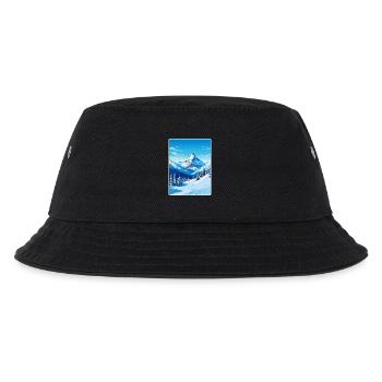 Zermatt Ski Skiing Travel Poster Souvenir Paint WP - Kids’ Bucket Hat - black - Front