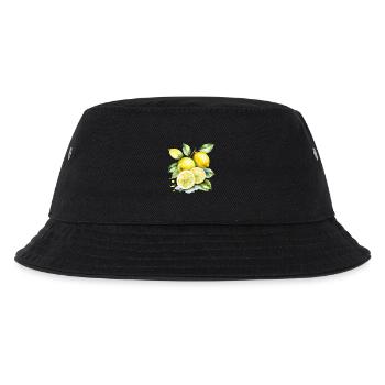 Saure gelbe Zitronen nach Aquarellart - Kinder Bucket Hat - Schwarz - Vorne