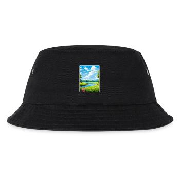 Donau Auen Deutschland Reiseposter Souvenir Farbe WP - Kinder Bucket Hat - Schwarz - Vorne