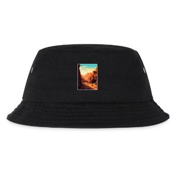 Petra Jordan Travel Poster Souvenir Postcard Paint - Kids’ Bucket Hat - black - Front