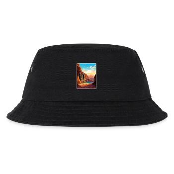 Petra Jordan Travel Poster Souvenir Postcard Paint - Kids’ Bucket Hat - black - Front