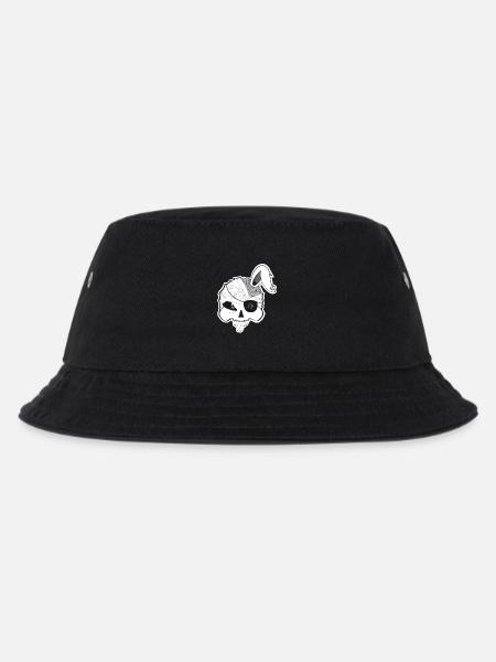 Piraten-Hasenschädel mit Gehirn und Hasenohr - Kinder Bucket Hat - Schwarz