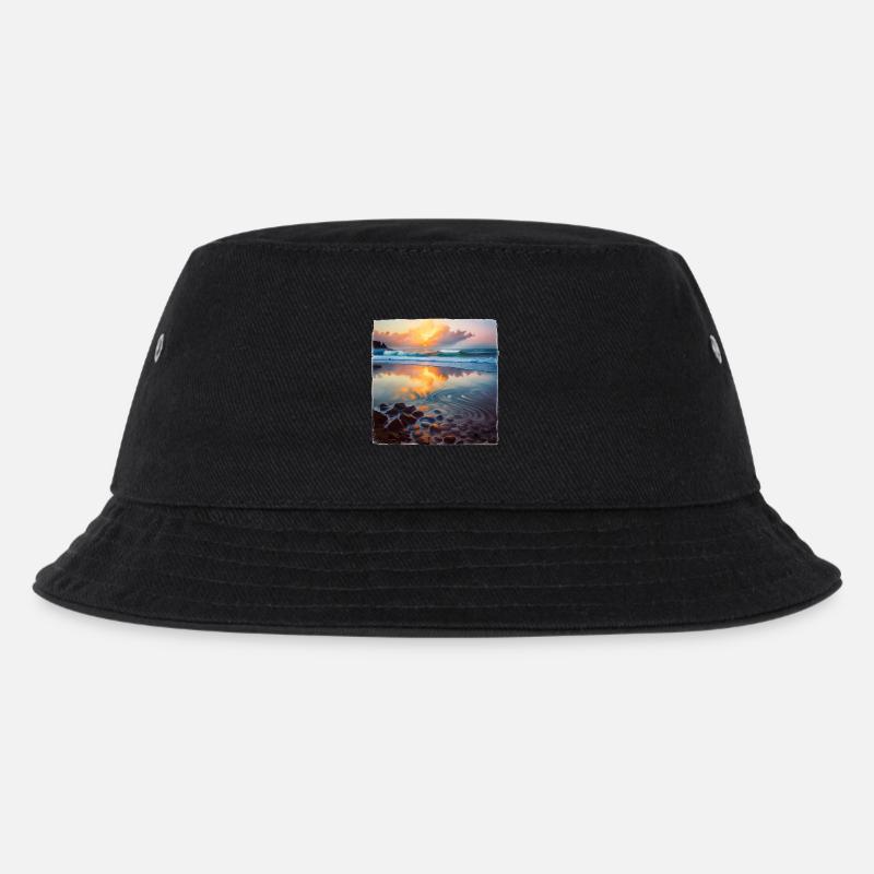 Strand-Kieselsteine - Kinder Bucket Hat - Schwarz