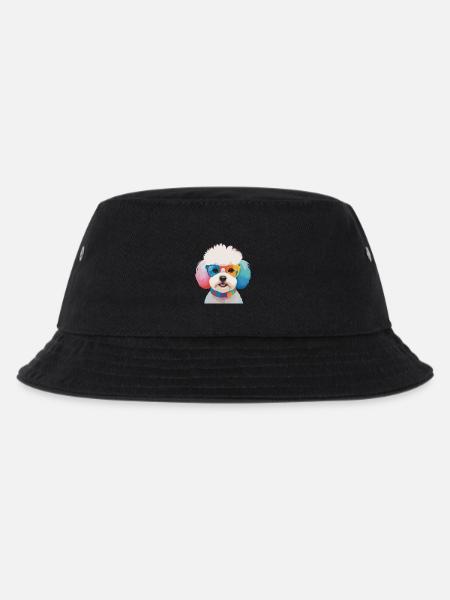 Bichon Frisé Hund Süße Bunte Brille - Kinder Bucket Hat - Schwarz