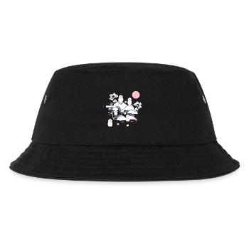 Chilling monkeys in a hot spring l white pink blue - Kids’ Bucket Hat - black - Front