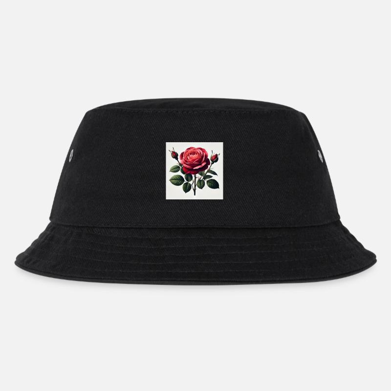 Schöne rote Rose - Kinder Bucket Hat - Schwarz