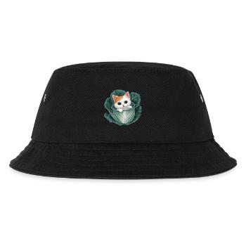 Kitten Peeking from Cabbage Leaf - Kids’ Bucket Hat - black - Front