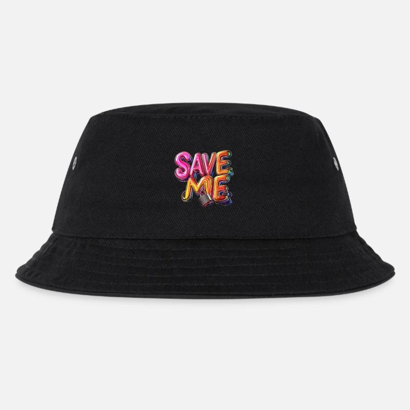 Stylischer 3D Schriftzug "SAVE ME" mit Schlössern - Kinder Bucket Hat - Schwarz
