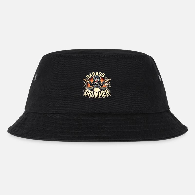 Knallharter Schlagzeuger Wolf cool Geschenk - Kinder Bucket Hat - Schwarz