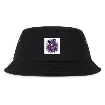 Hexe mit violett Rosen - Kinder Bucket Hat - Schwarz - Vorne