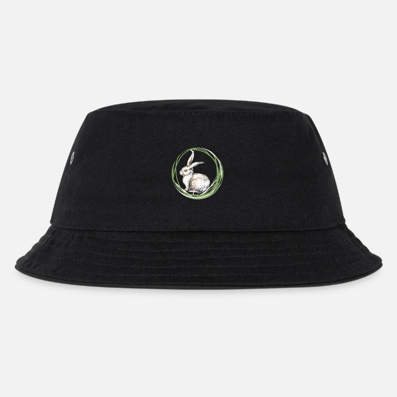 Hasenmotiv - Kinder Bucket Hat - Schwarz