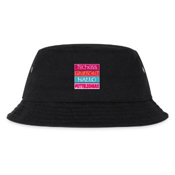 TSCHÜSS GRUNDSCHULE HALLO MITTELSCHULE - Kinder Bucket Hat - Schwarz - Vorne