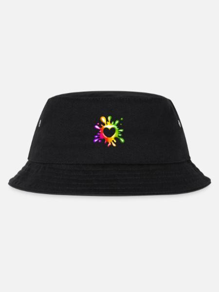 Herz Klecks - Farbenfrohe Liebe - Kinder Bucket Hat - Schwarz