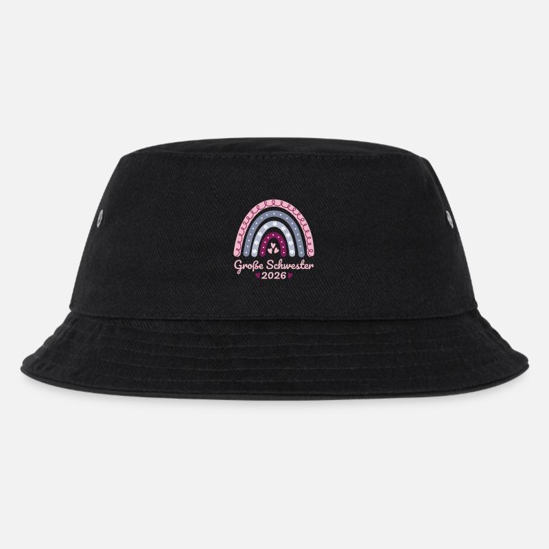 Große Schwester 2026 Regenbogen - Kinder Bucket Hat - Schwarz