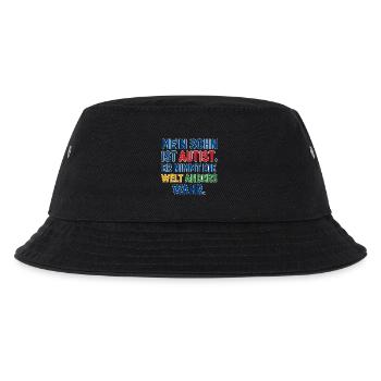 Mein Sohn ist Autist - Autismus Spruch Geschenk - Kinder Bucket Hat - Schwarz - Vorne