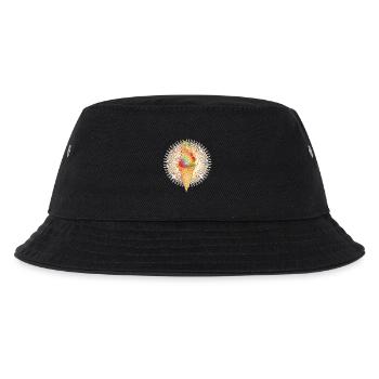 Fröhliches Softeis-Motiv mit Regenbogenfarben - Kinder Bucket Hat - Schwarz - Vorne