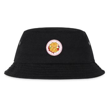 Goldene Waffeln mit Obst und Sahne Motiv - Kinder Bucket Hat - Schwarz - Vorne