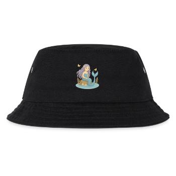Nordische Fantasie - Lila Meerjungfrau - Kinder Bucket Hat - Schwarz - Vorne