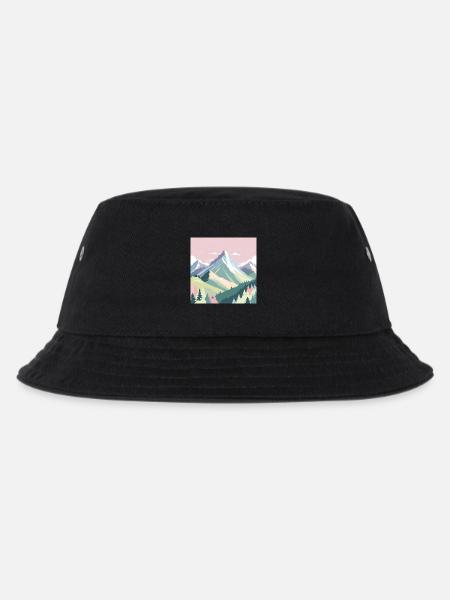 Abstrakte Berglandschaft mit Pastellfarben - Kinder Bucket Hat - Schwarz