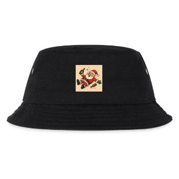 Humorvoller Weihnachtsmann mit Flaschentrinken - Kinder Bucket Hat - Schwarz - Vorne
