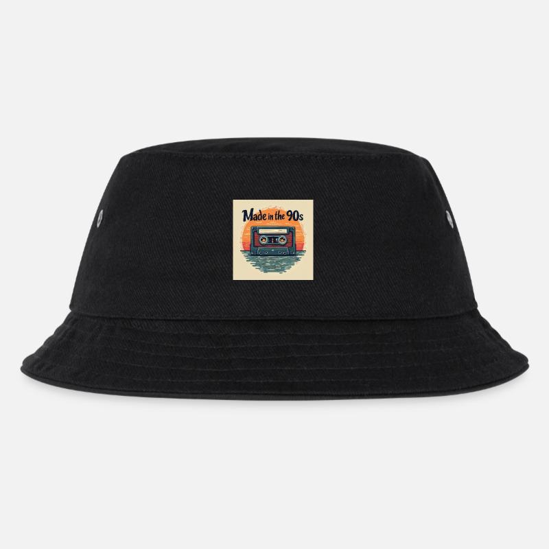 Retro Kassette Audio Design - Kinder Bucket Hat - Schwarz