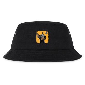 Drôle de doberman et de papillon sur orange - Bob Enfant - noir - Devant