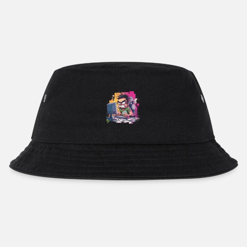 Gamer Rage – Wenn der Controller fliegt - Kinder Bucket Hat - Schwarz