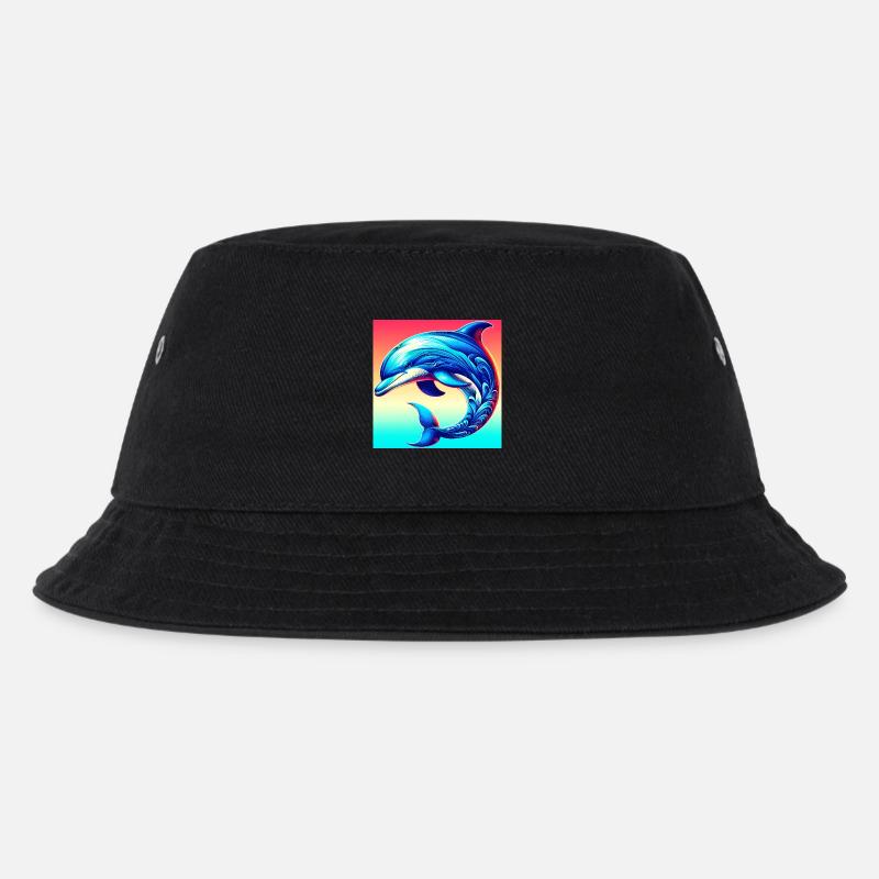 Delfin - Kinder Bucket Hat - Schwarz