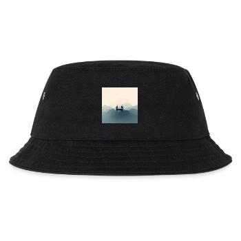 Sailing boat in minimalist ocean - Kids’ Bucket Hat - black - Front