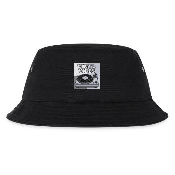 Vinyl Vibes Retro Plattenspieler Design - Kinder Bucket Hat - Schwarz - Vorne