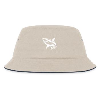 Großer Hochsee Hai Tattoo Taucher Design - Kinder Bucket Hat - Natur/Navy - Vorne