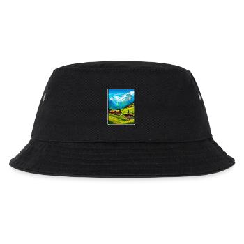 Alpines Bergdorf-Szene - Kinder Bucket Hat - Schwarz - Vorne