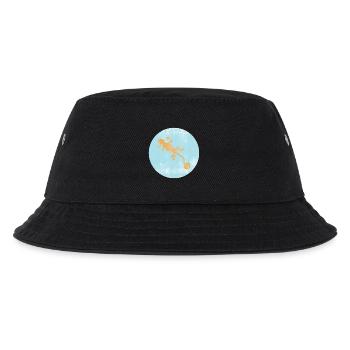 Gecko mit blauem Ibiza Design - Kinder Bucket Hat - Schwarz - Vorne