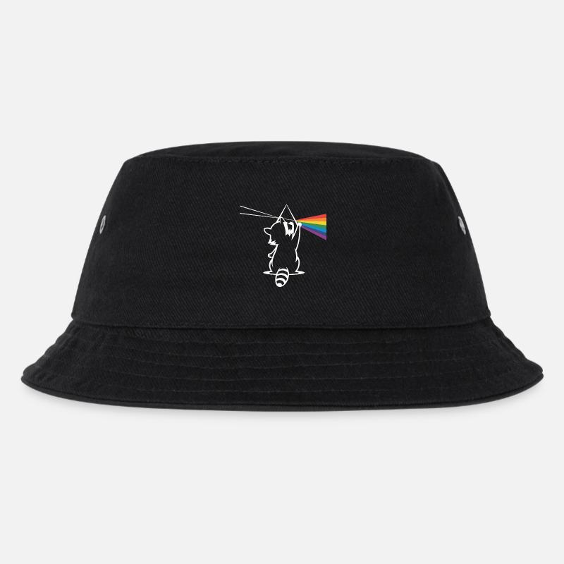 Waschbär Mit Prisma Und Regenbogen Spektrum - Kinder Bucket Hat - Schwarz