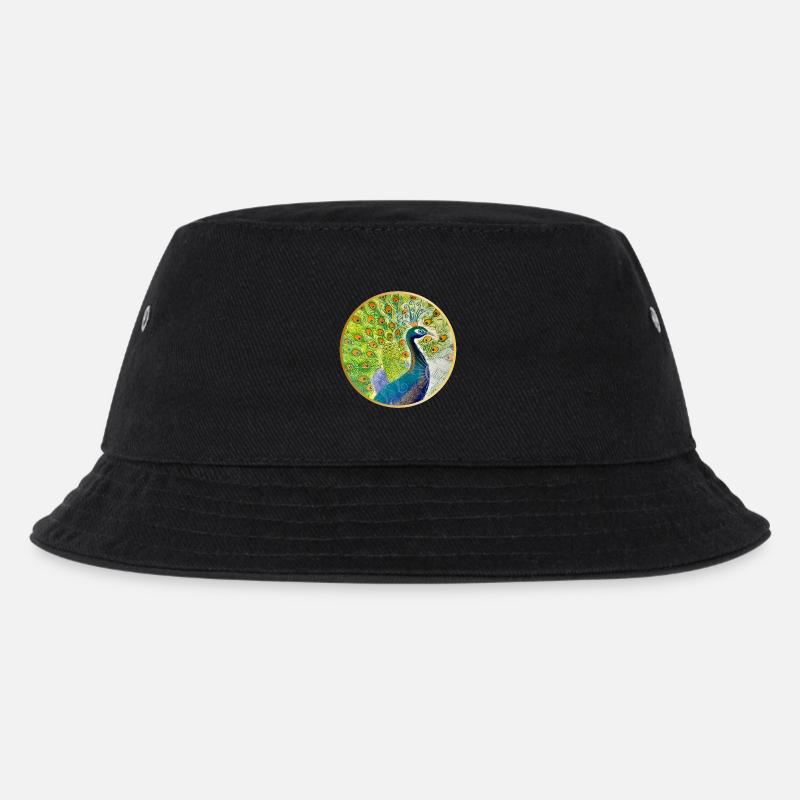 Prächtiger Pfau mit Krone - Kinder Bucket Hat - Schwarz