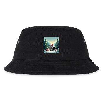 Christmas skunk in snowy forest - Kids’ Bucket Hat - black - Front