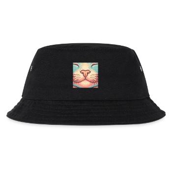 Retro Cat Nose – Colorful Whiskers Illustration - Kids’ Bucket Hat - black - Front
