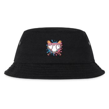 Baseball Homeplate Mit Schlaeger Und Buntem Splash - Kinder Bucket Hat - Schwarz - Vorne