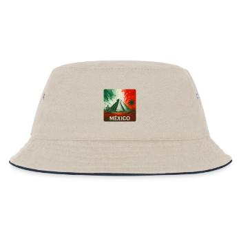 Mexico Pyramids Design - Kids’ Bucket Hat - ecru/navy - Front