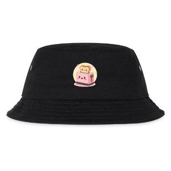 Kawaii Cheerful Toaster with Toast and Hearts - Kids’ Bucket Hat - black - Front