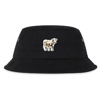 Kuh mit Kalb – Zeitlose Bauernhof-Illustration - Kinder Bucket Hat - Schwarz - Vorne