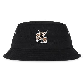 Longhorn with Calf – Western Style Design - Kids’ Bucket Hat - black - Front