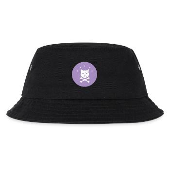 Jolly Roger Punk Katze in  Lila Kreis - Kinder Bucket Hat - Schwarz - Vorne
