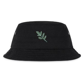Mintgrüne Blätter im Stickerei-Look - Kinder Bucket Hat - Schwarz - Vorne