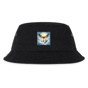 Geflügelter Schlüssel am Nachthimmel - Kinder Bucket Hat - Schwarz - Vorne